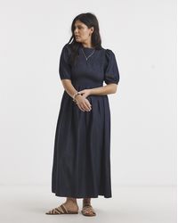 Simply Be - Denim Soleil Shirred Midaxi Dress - Lyst