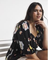 Simply Be - Multi Print Shirred Peplum Top - Lyst