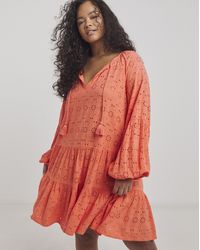 Beach To Beach - Broderie Mini Beach Dress - Lyst