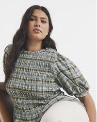 Simply Be - Multi Check Peplum Blouse - Lyst
