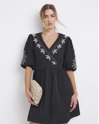 Simply Be - Embroidered Poplin Dress - Lyst