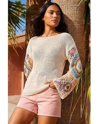 Roman - Roman Crochet Sleeve Knit Jumper - Lyst