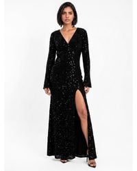 Maya Deluxe - Sequined Velvet Maxi Dress - Lyst