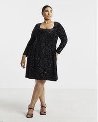 Simply Be - Sequin Velour Mini Dress - Lyst