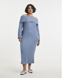Simply Be - Cosy Rib Bardot Maxi Dress - Lyst