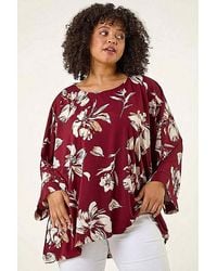 Roman Curve - Floral Print Stretch Top - Lyst