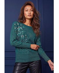 Roman - Roman Sequin Floral Knit Jumper - Lyst