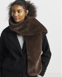 JD Williams - Faux Fur Pu Trim Scarf - Lyst