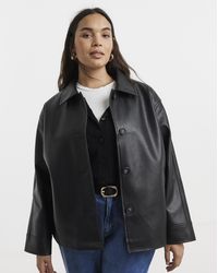 Simply Be - Faux Leather Front Button Jacket - Lyst