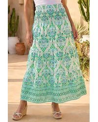 Roman - Roman Printed Tiered Shirred Maxi Skirt - Lyst