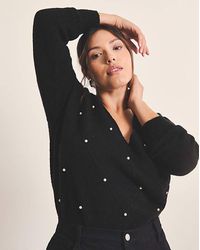 Simply Be - V-Neck Pearl Cable Knit Jumper - Lyst