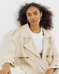 Simply Be - Cropped Linen Trench - Lyst
