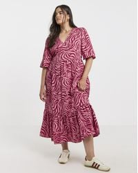 Simply Be - Zebra Print Wrap Midi Dress - Lyst