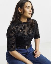 Simply Be - Mesh Flock Top - Lyst
