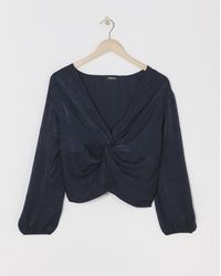 Simply Be - Knot Front Velvet Blouse - Lyst