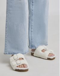 Simply Be - Fluffy Two Strap Footbed Slipper Ex Wide - Lyst