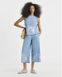 Simply Be - Chambray Broderie Crop Jeans - Lyst