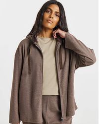 Simply Be - Cut & Sew Rib Zip Hoodie - Lyst