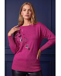 Roman - Roman Sequin Floral Knit Jumper - Lyst