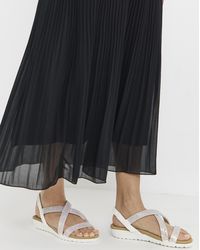 Heavenly Soles - Low Wedge Diamante Sandal Wide - Lyst
