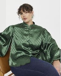 Simply Be - Spot Mandarin Blouse - Lyst