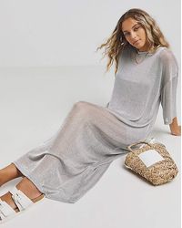 Simply Be - Metallic Mesh T-Shirt Maxi Dress - Lyst