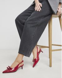 Heavenly Soles - Kitten Heel Slingback With Bow Wide - Lyst