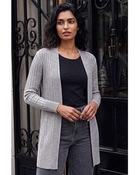 Roman - Roman Longline Stretch Ribbed Cardigan - Lyst