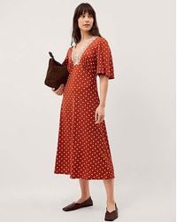 Monsoon - Peri Polka Dot Jersey Midi Dress - Lyst