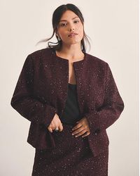 Simply Be - Sbe Boucle Collarless Jacket With Wool - Lyst
