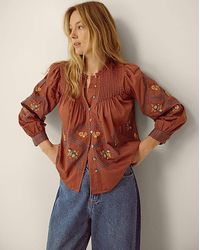 Monsoon - Sadie Embroidered Pintuck Blouse - Lyst