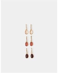 Accessorize - 3-Pack Stone Drop Earrings - Lyst