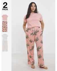 Simply Be - 2 Pack Ribbed T Shirt Pj Sets - Lyst