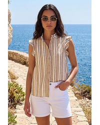Roman - Roman Stripe Frill Sleeve Blouse - Lyst