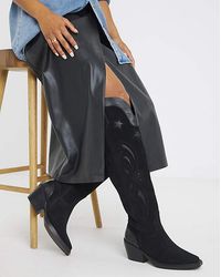Simply Be - Otk Suede Western Boot Ex Wide Sc - Lyst