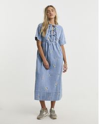 Simply Be - Embroidered Tie Front Dress - Lyst