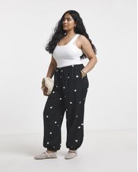 Simply Be - Mono Spot Linen Mix Balloon Trouser - Lyst