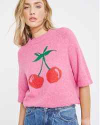 Simply Be - Cherry Placement Print Knitted T-Shirt - Lyst