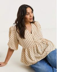 Simply Be - Button Through Peplum Blouse - Lyst