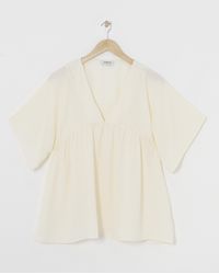 Simply Be - Cream V Neck Smock Top - Lyst