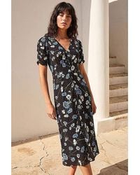 Roman - Roman Floral Ruched Sleeve Dress - Lyst