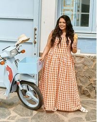 Simply Be - Gingham Waist Detail Midi Dress - Lyst
