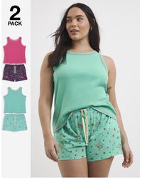Simply Be - 2 Pack Ribbed Shortie Set - Lyst