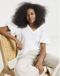 Simply Be - Broderie Puff Sleeve T-Shirt - Lyst
