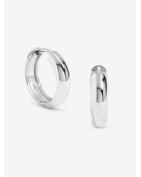 Jon Richard - Platinum Small Flat Hoop Earrings - Lyst
