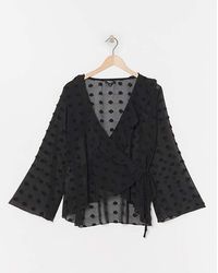 Simply Be - Oversized Dobby Wrap Blouse - Lyst