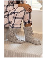 Pour Moi - Cosy Cable Knit Slipper Sock - Lyst