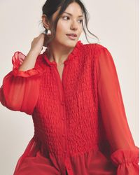 Simply Be - Shirred Georgette V-Neck Blouse - Lyst