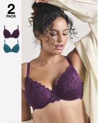 Pretty Secrets - 2 Pack Daisy Lace Plunge Wired Bras - Lyst