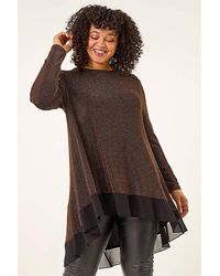 Roman Curve - Glitter Chiffon Tunic Top - Lyst